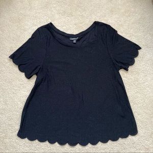 Topshop black scalloped top